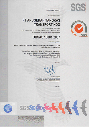 ISO 18001 2007 Certificate